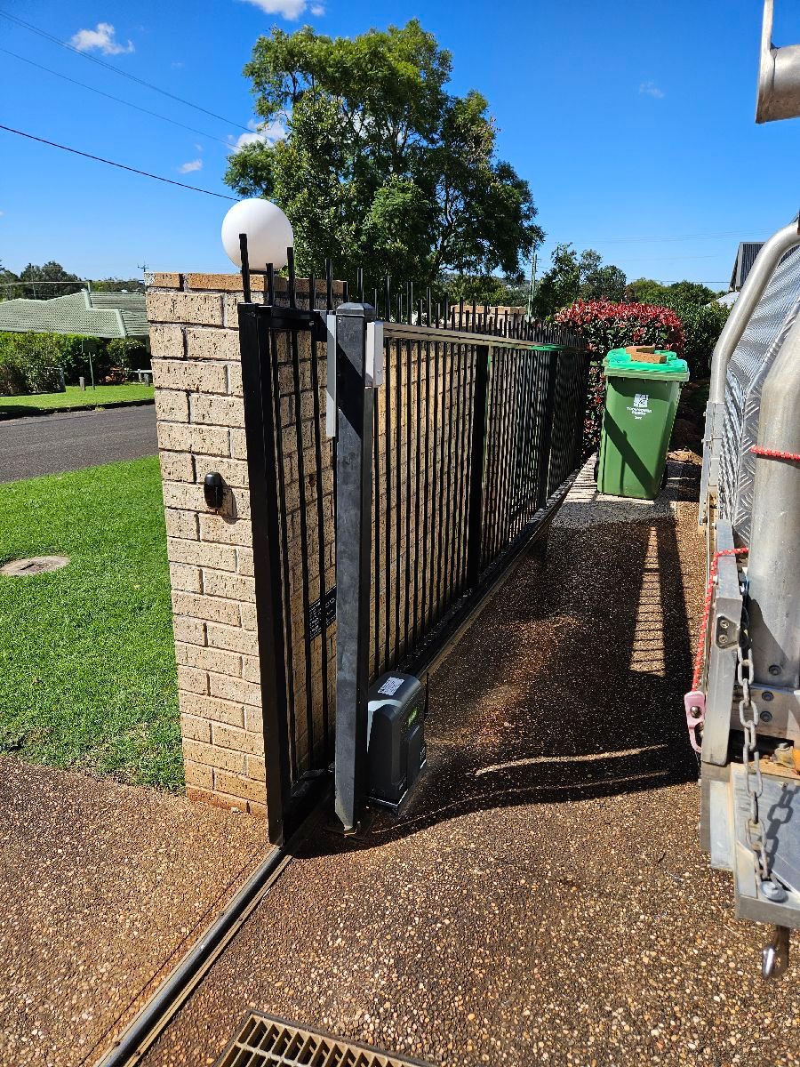 after Satin Black Powder-coated Aluminium Sliding Gate – Gate + Motor, Centenary Heights