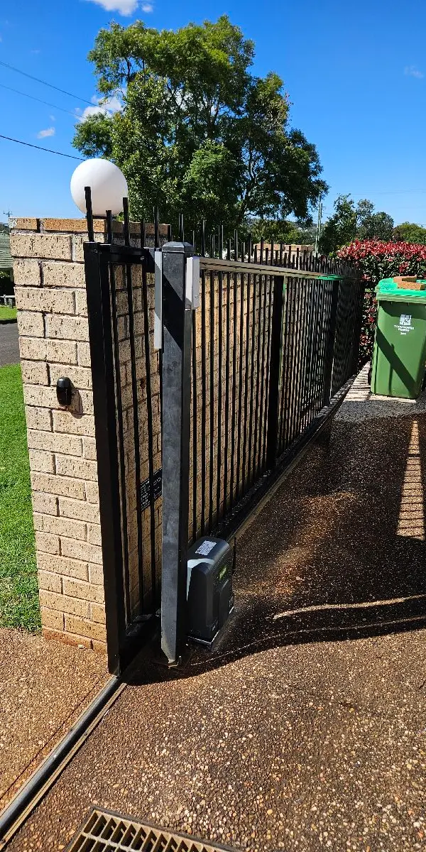 after Satin Black Powder-coated Aluminium Sliding Gate – Gate + Motor, Centenary Heights