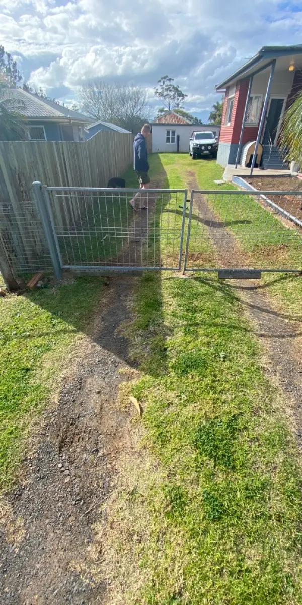 before Galvanised Mesh Sliding Gate – Gate Frame + Motor, Harlaxton