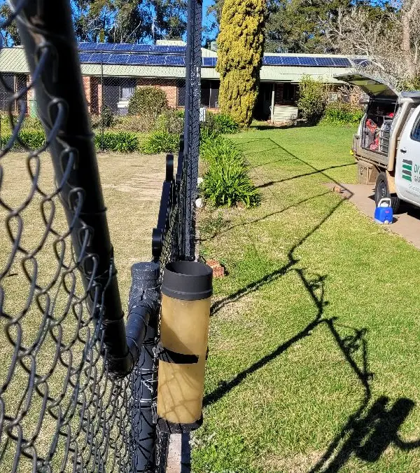 in progress Black Powder-coated Steel + Chain Mesh Action Shot – Gate + Fence, Middle Ridge