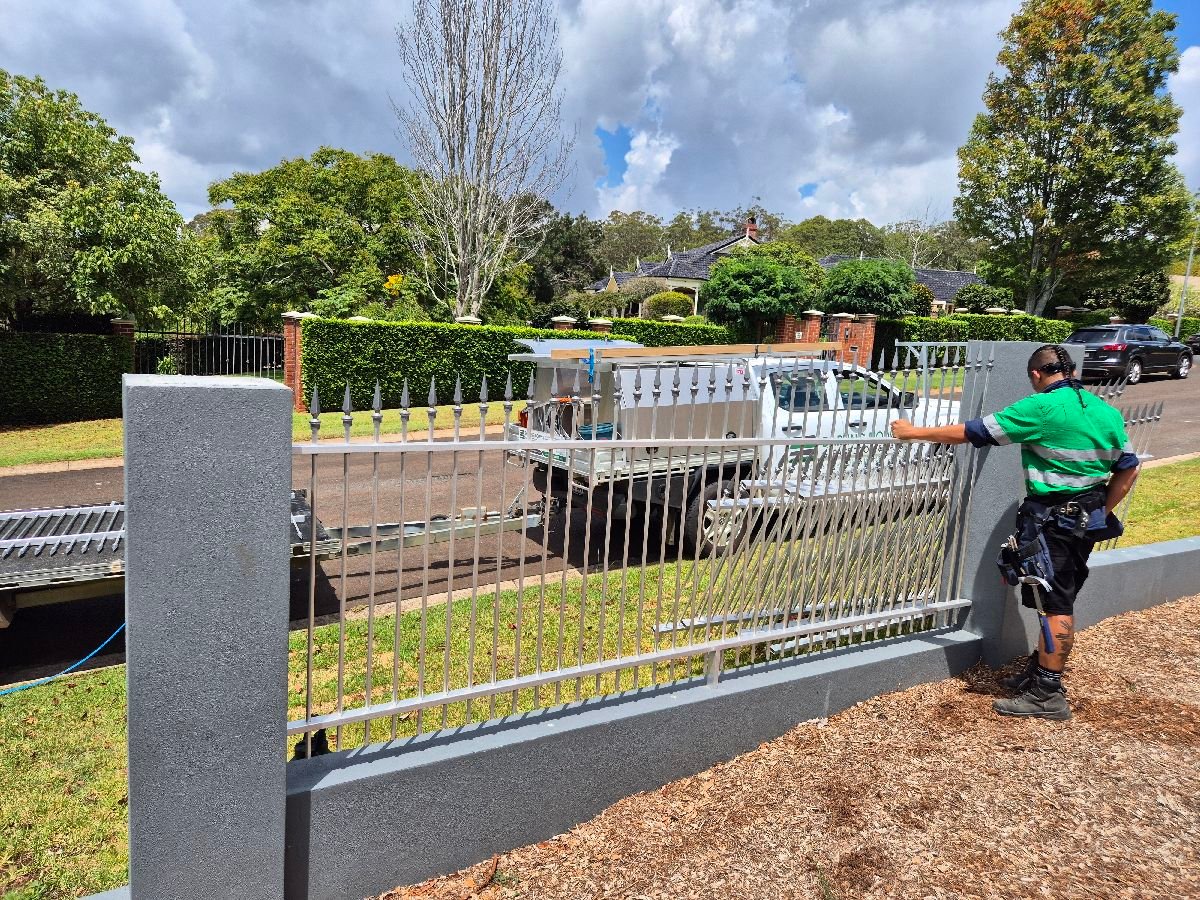 in progress Black Powder-coated Aluminium Action Shot – Gates + Fencing, Middle Ridge