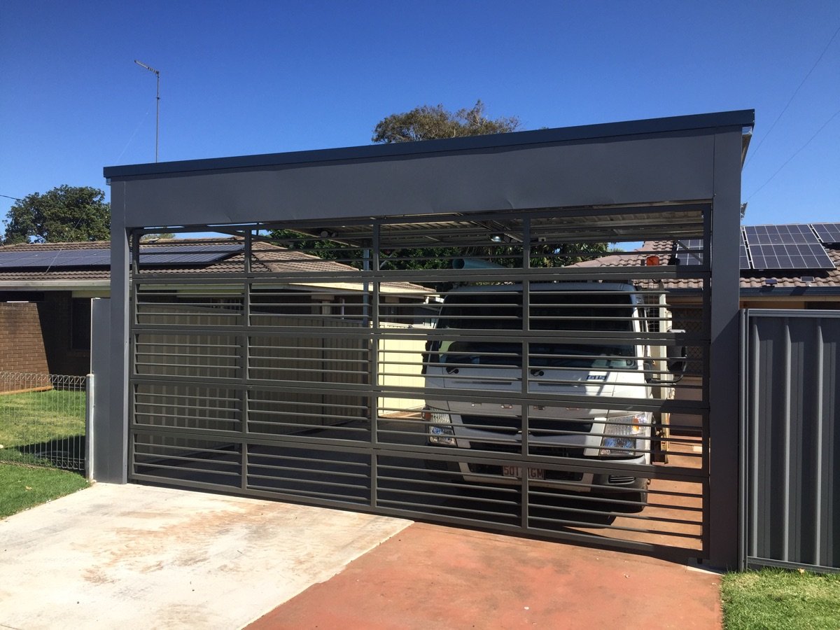 after Woodland Grey Powder-coated Aluminium Custom Door – Bar Grille, Harristown