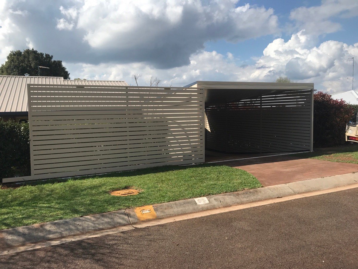after Cream Powder-coated Aluminium Sliding Gate – Slide Gate, Centenary Heights