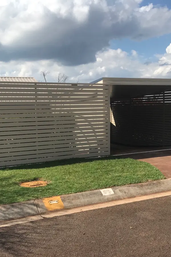 after Cream Powder-coated Aluminium Sliding Gate – Slide Gate, Centenary Heights