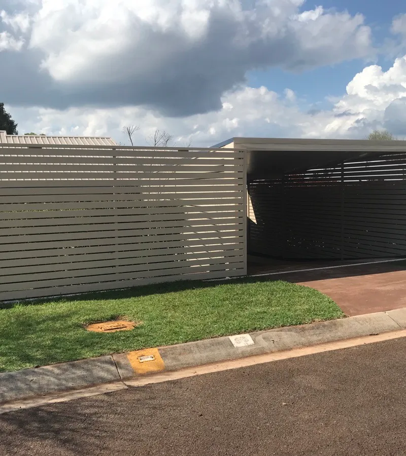 after Cream Powder-coated Aluminium Sliding Gate – Slide Gate, Centenary Heights