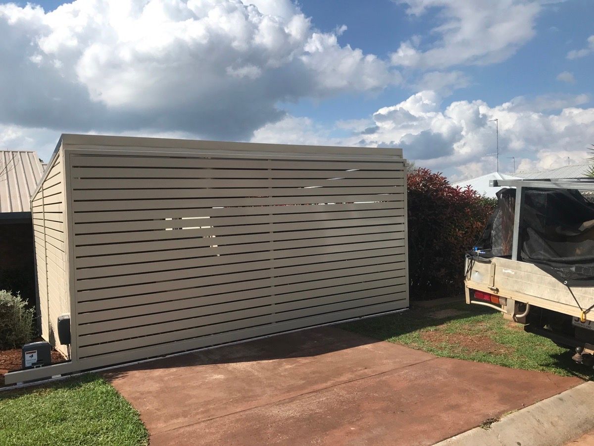 after Cream Powder-coated Aluminium Sliding Gate – Slide Gate, Centenary Heights