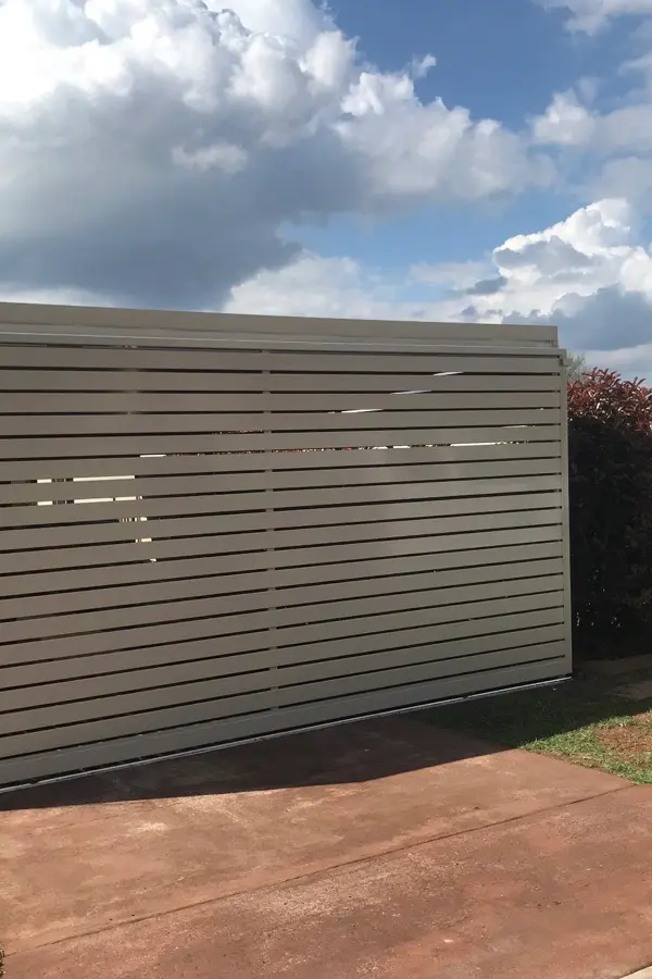 after Cream Powder-coated Aluminium Sliding Gate – Slide Gate, Centenary Heights