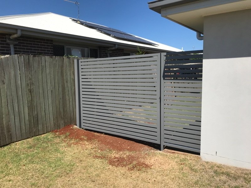 after Basalt Powder-coated Steel Swing Gate – Swing Gate install, Highfields