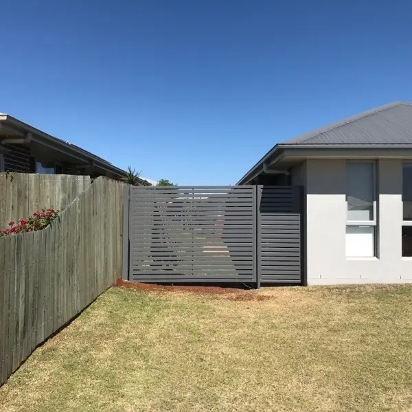 after Basalt Powder-coated Steel Swing Gate – Swing Gate install, Highfields