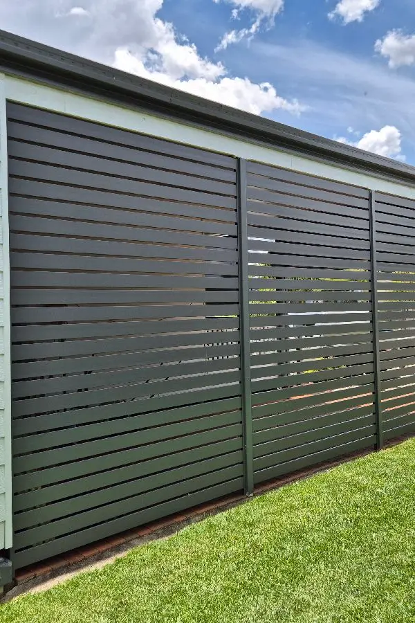 after Basalt Powder-coated Aluminium Custom Door – Carport Screening, Wilsonton