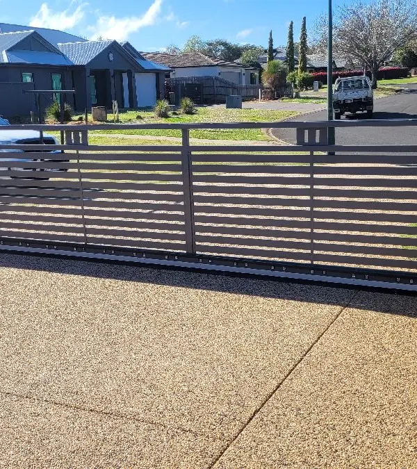 after Basalt Powder-coated Aluminium Sliding Gate – Slide Gate + Motor, Highfields