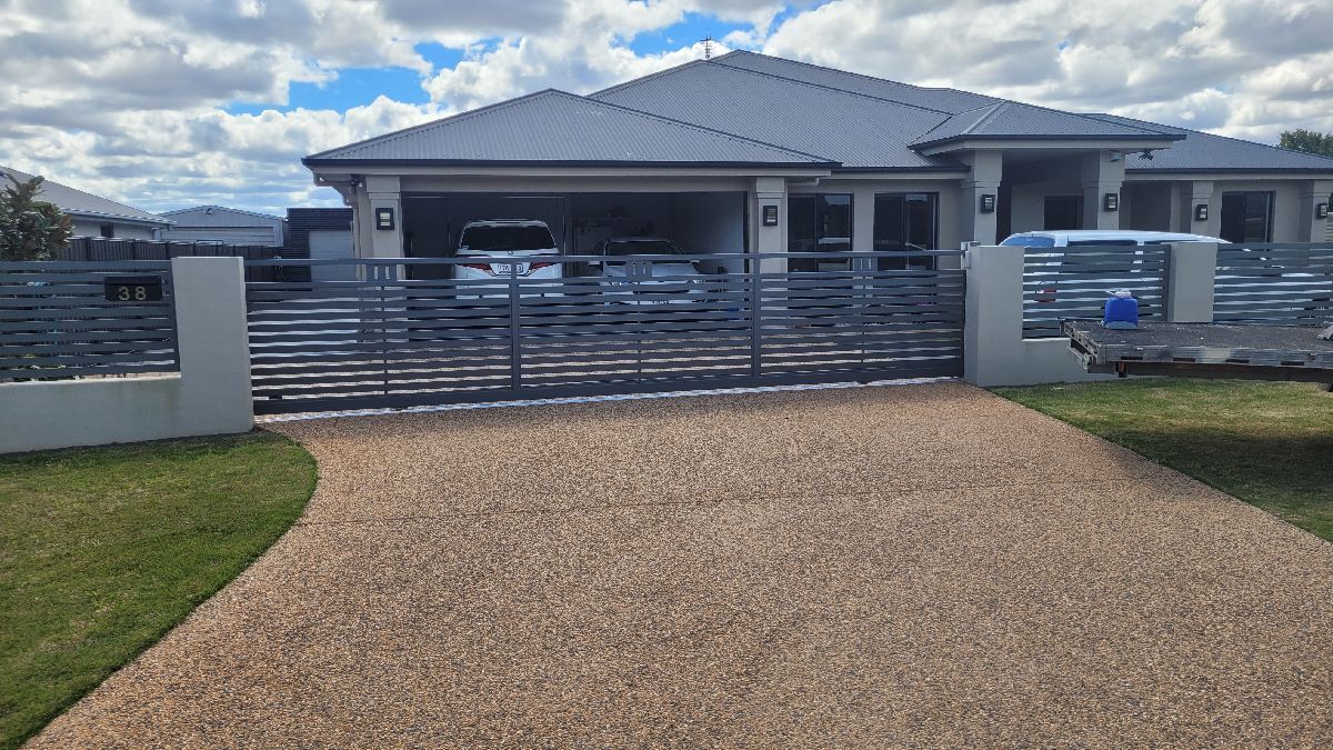 after Basalt Powder-coated Aluminium Sliding Gate – Slide Gate + Motor, Highfields