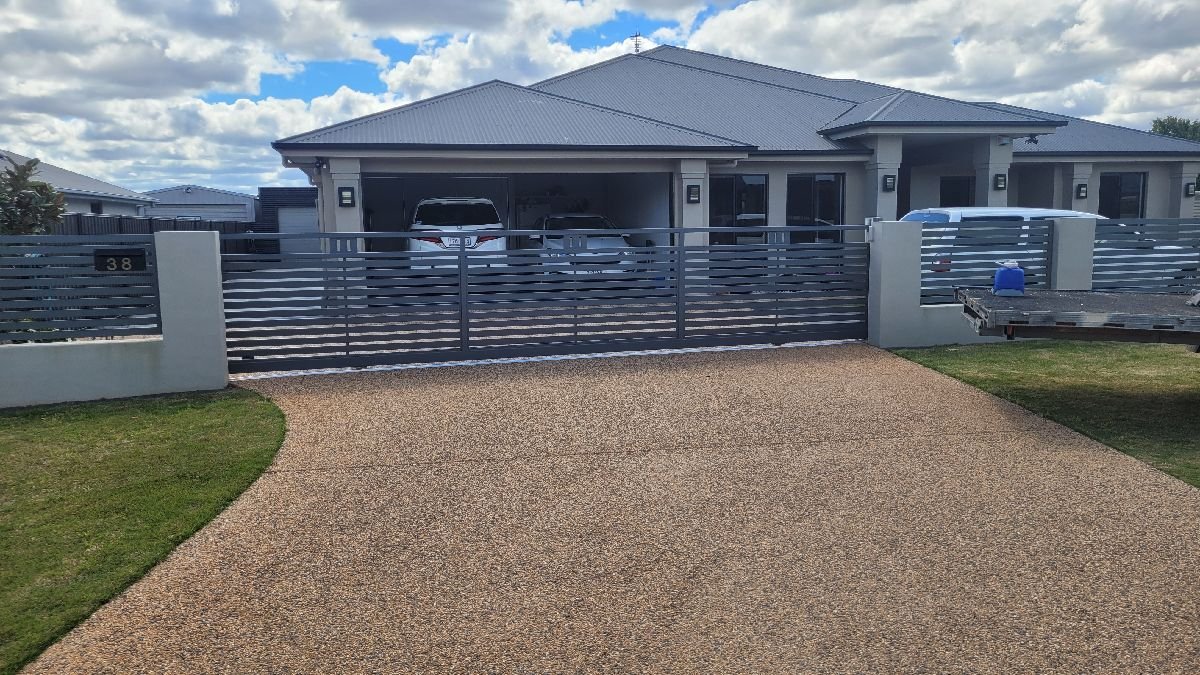 after Basalt Powder-coated Aluminium Sliding Gate – Slide Gate + Motor, Highfields