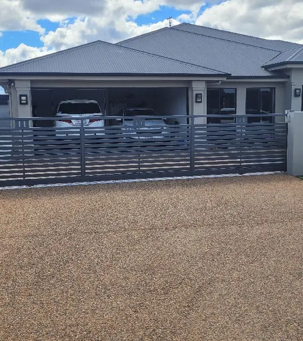 after Basalt Powder-coated Aluminium Sliding Gate – Slide Gate + Motor, Highfields