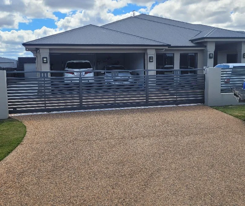 after Basalt Powder-coated Aluminium Sliding Gate – Slide Gate + Motor, Highfields