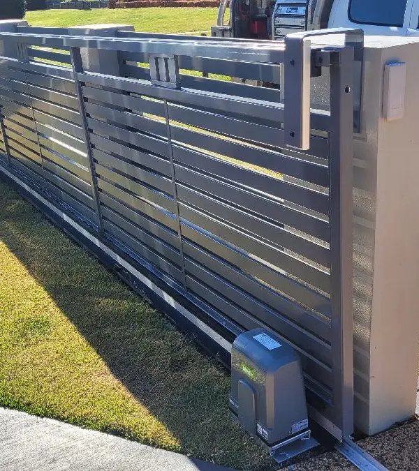 after Basalt Powder-coated Aluminium Sliding Gate – Slide Gate + Motor, Highfields