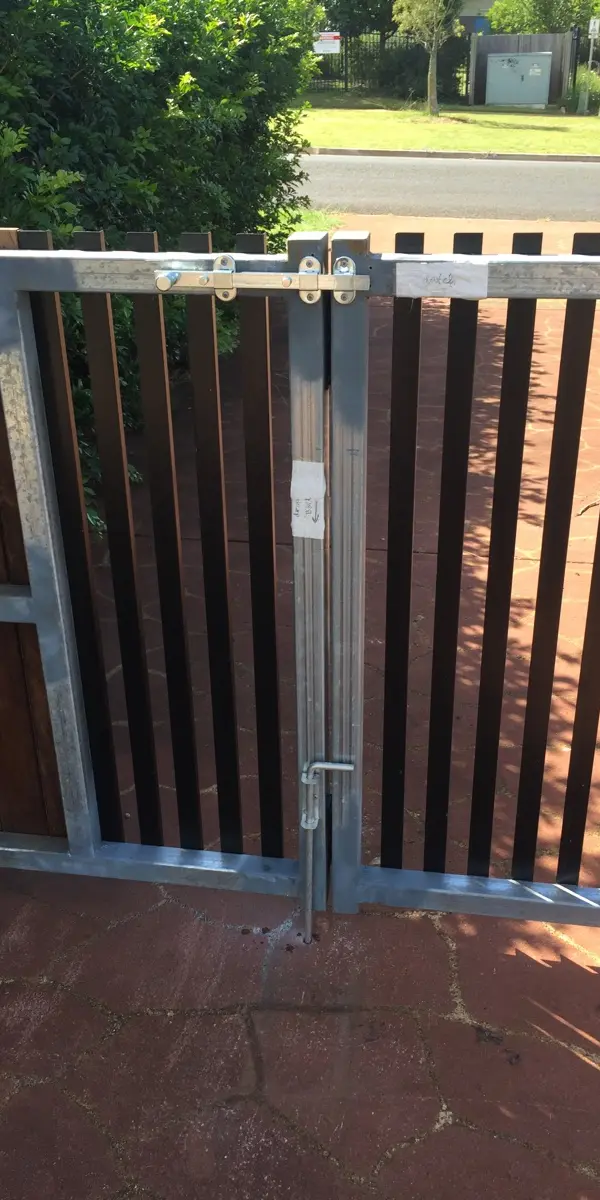 after Galvanised + Wood-look Colorbond + Galvanised Frame Sliding Gate – Gate, Highfields