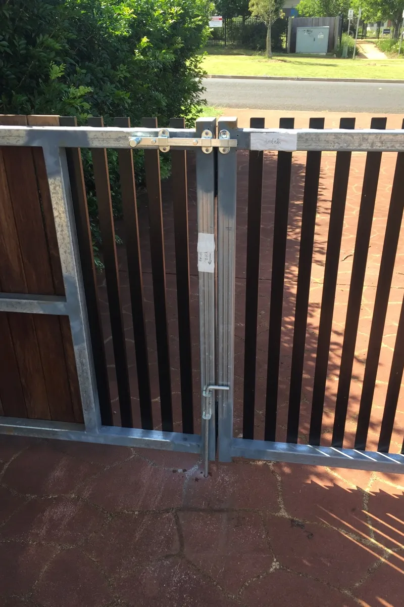 after Galvanised + Wood-look Colorbond + Galvanised Frame Sliding Gate – Gate, Highfields
