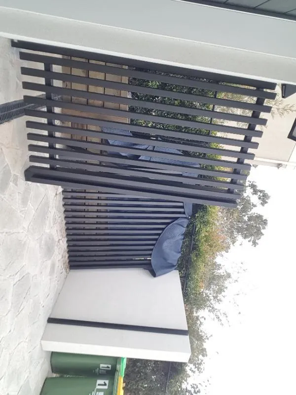 after Black Powder-coated Aluminium Custom Door – INSTALL: Bin enclosure gates, Prince Henry Heights