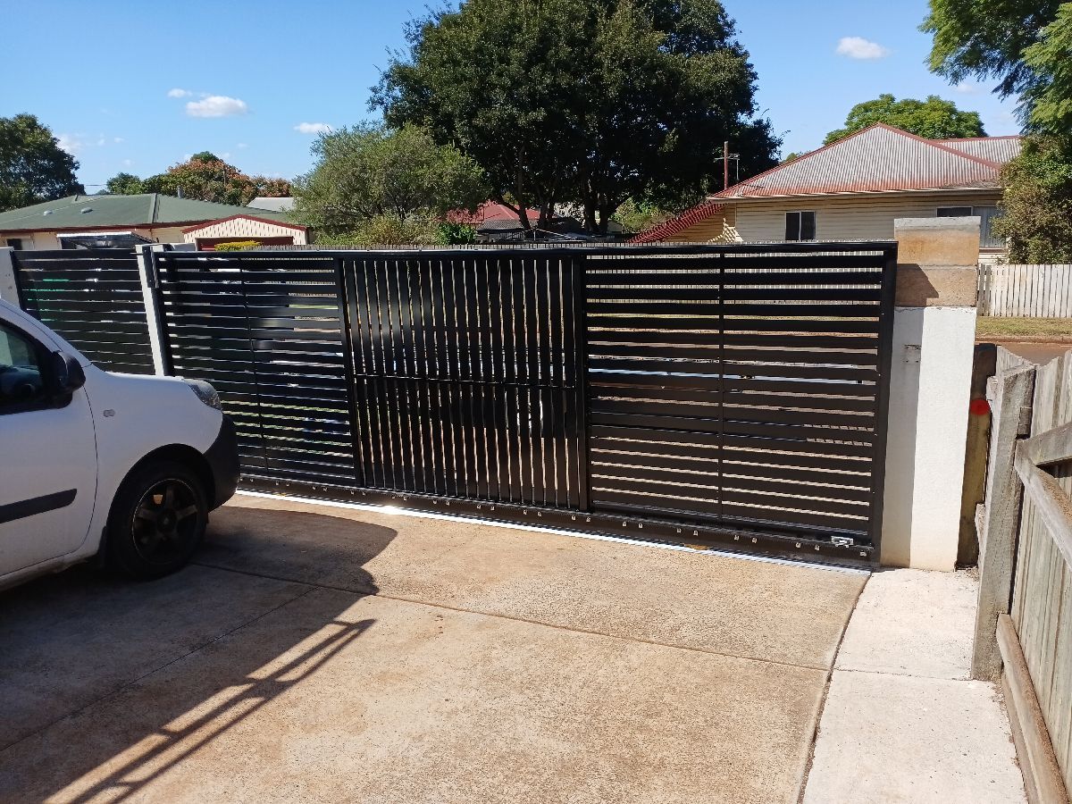 after Black Powder-coated Aluminium Sliding Gate – Slider Gate + Motor, South Toowoomba
