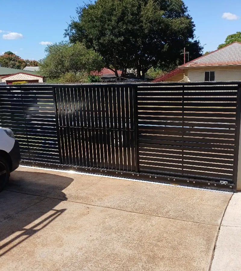 after Black Powder-coated Aluminium Sliding Gate – Slider Gate + Motor, South Toowoomba