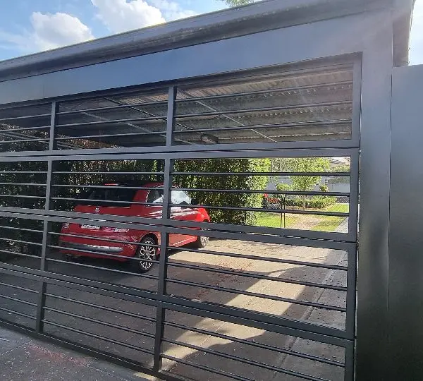 after Black Powder-coated Aluminium Custom Door – Bar Grille, Prince Henry Heights