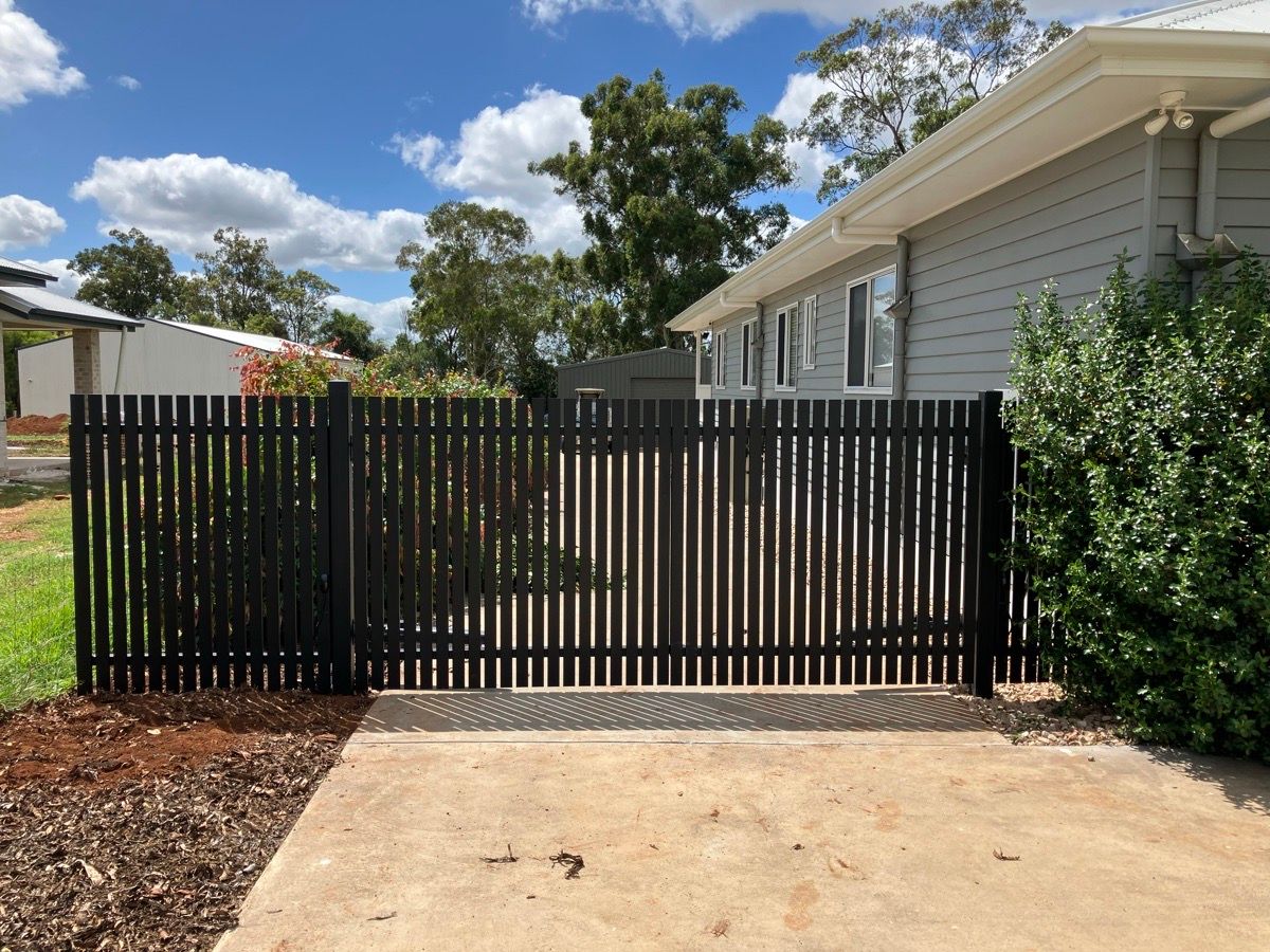 after Pro Texture Black Powder-coated Aluminium Swing Gate – Gate + Infills, Cabarlah