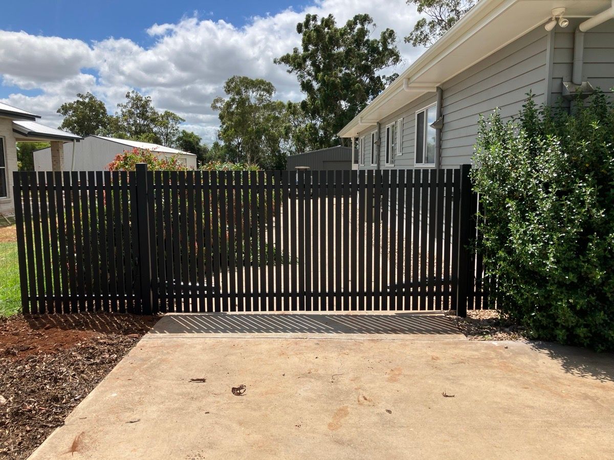after Pro Texture Black Powder-coated Aluminium Swing Gate – Gate + Infills, Cabarlah