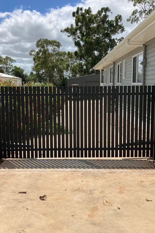after Pro Texture Black Powder-coated Aluminium Swing Gate – Gate + Infills, Cabarlah