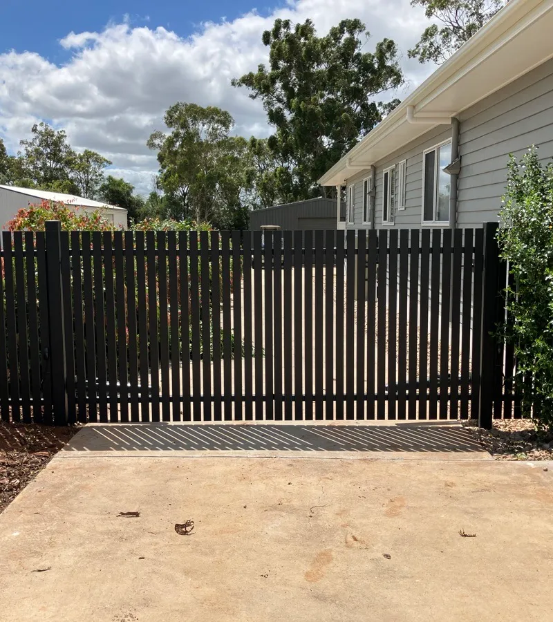 after Pro Texture Black Powder-coated Aluminium Swing Gate – Gate + Infills, Cabarlah