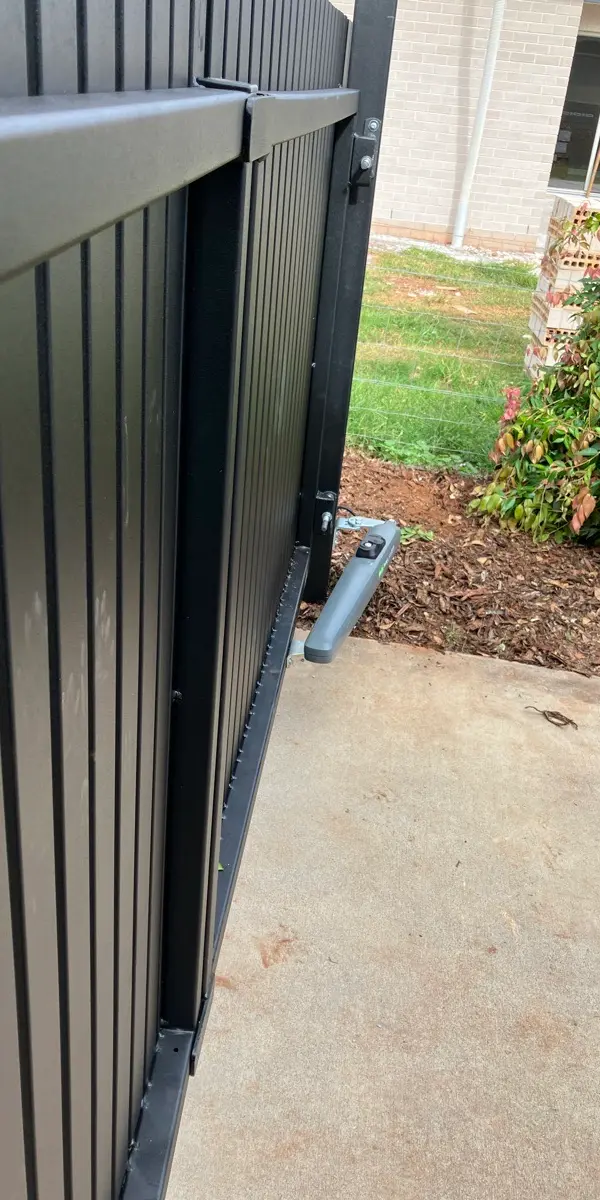 after Pro Texture Black Powder-coated Aluminium Swing Gate – Gate + Infills, Cabarlah