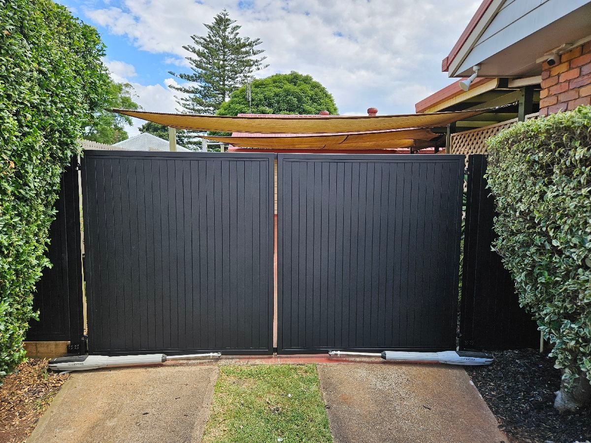after Black Powder-coated Steel Swing Gate – Double Swing Gates, Newtown