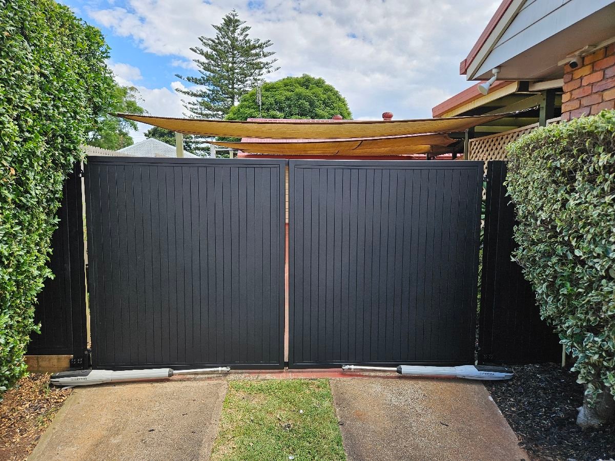 after Black Powder-coated Steel Swing Gate – Double Swing Gates, Newtown