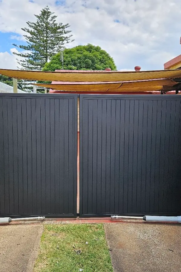 after Black Powder-coated Steel Swing Gate – Double Swing Gates, Newtown
