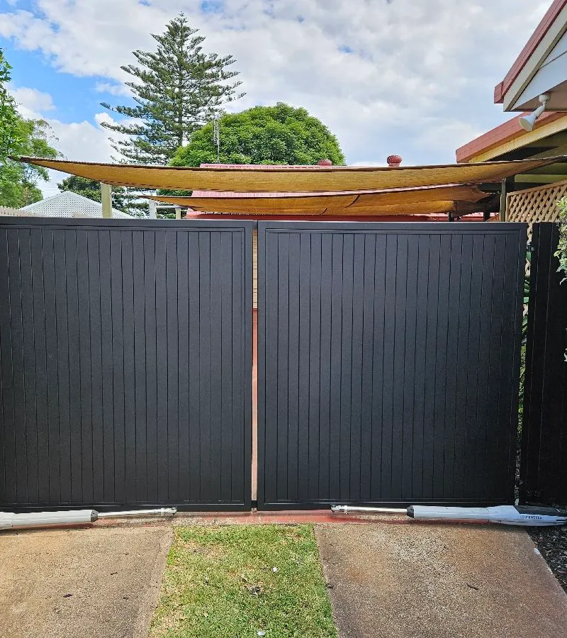 after Black Powder-coated Steel Swing Gate – Double Swing Gates, Newtown