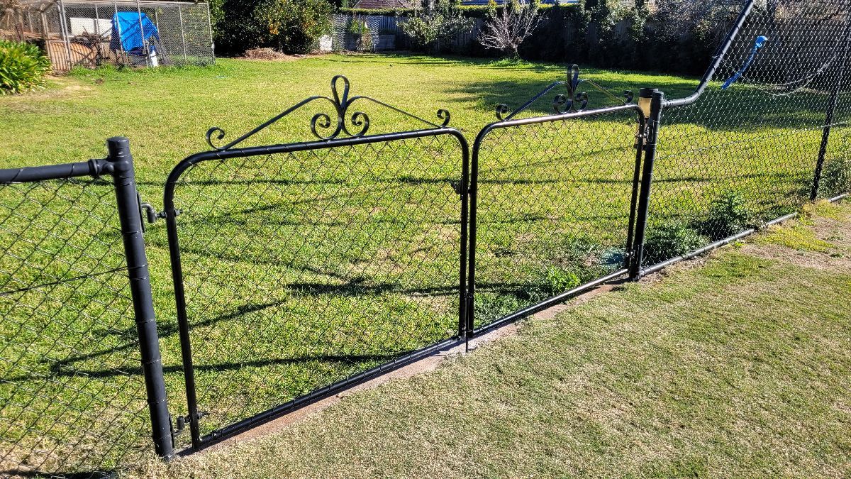 after Black Powder-coated Steel + Chain Mesh Swing Gate – Gate + Fence, Middle Ridge