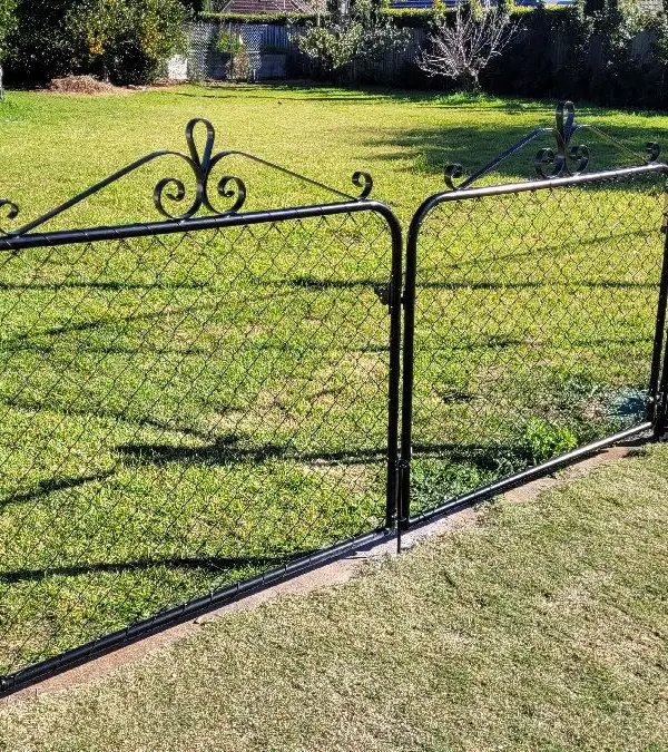 after Black Powder-coated Steel + Chain Mesh Swing Gate – Gate + Fence, Middle Ridge
