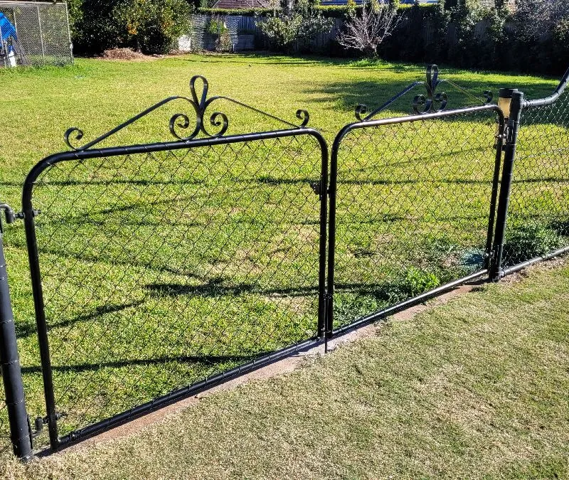 after Black Powder-coated Steel + Chain Mesh Swing Gate – Gate + Fence, Middle Ridge