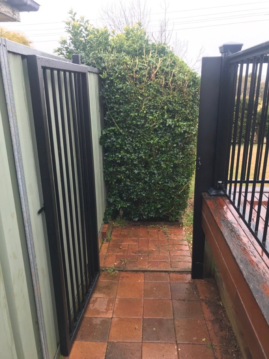 after Black Powder-coated Aluminium Swing Gate – PA Gates, South Toowoomba