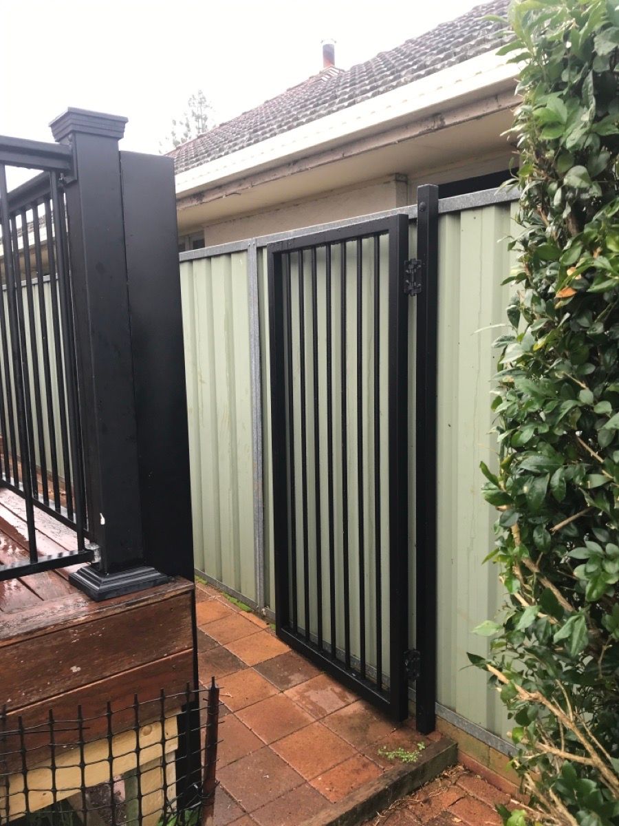 after Black Powder-coated Aluminium Swing Gate – PA Gates, South Toowoomba