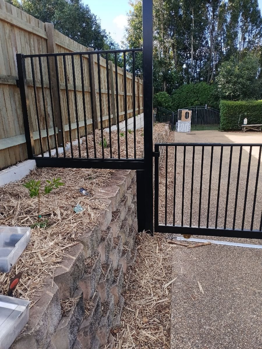 after Black Powder-coated Aluminium Pipe Sliding Gate – Gate + Motor, Mount Lofty