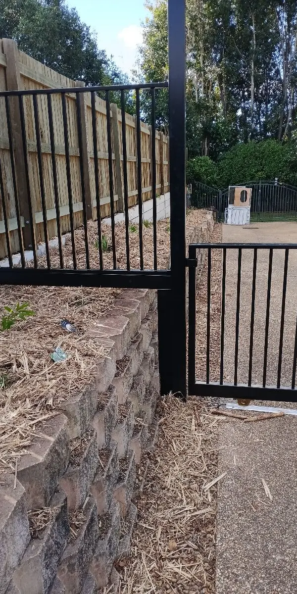 after Black Powder-coated Aluminium Pipe Sliding Gate – Gate + Motor, Mount Lofty