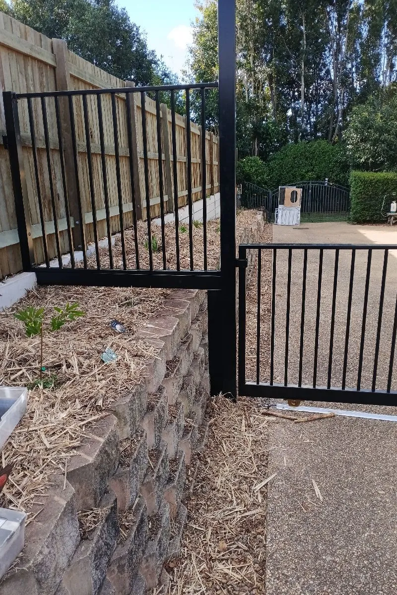 after Black Powder-coated Aluminium Pipe Sliding Gate – Gate + Motor, Mount Lofty
