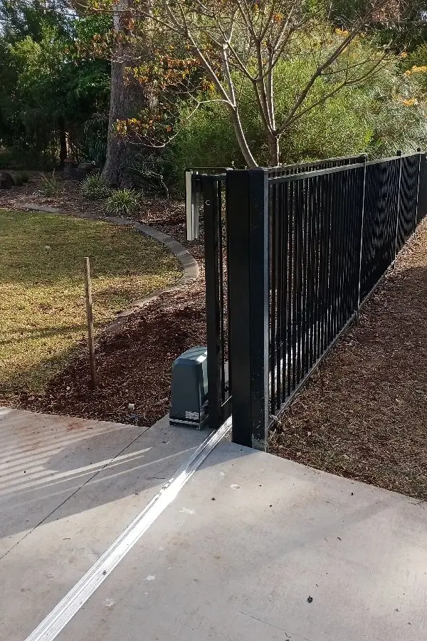 after Black Powder-coated Aluminium Sliding Gate – Slide Gate + Motor, Highfields
