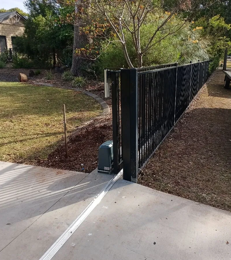 after Black Powder-coated Aluminium Sliding Gate – Slide Gate + Motor, Highfields