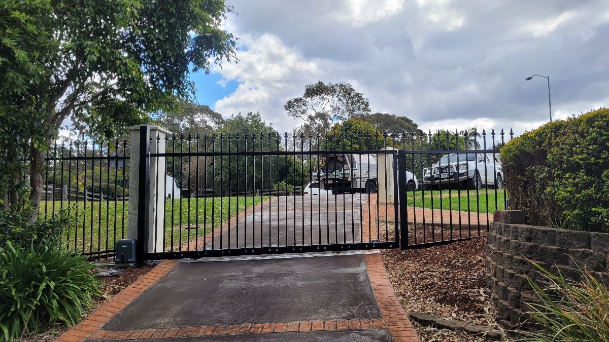 after Black Powder-coated Steel Swing Gate – Gate + Fencing, Middle Ridge