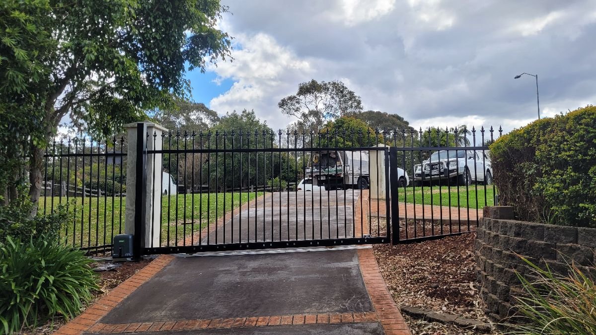 after Black Powder-coated Steel Swing Gate – Gate + Fencing, Middle Ridge