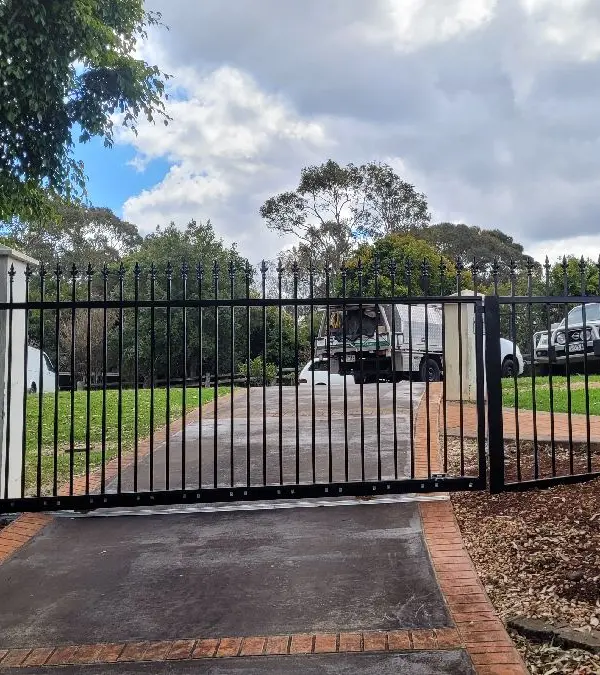 after Black Powder-coated Steel Swing Gate – Gate + Fencing, Middle Ridge