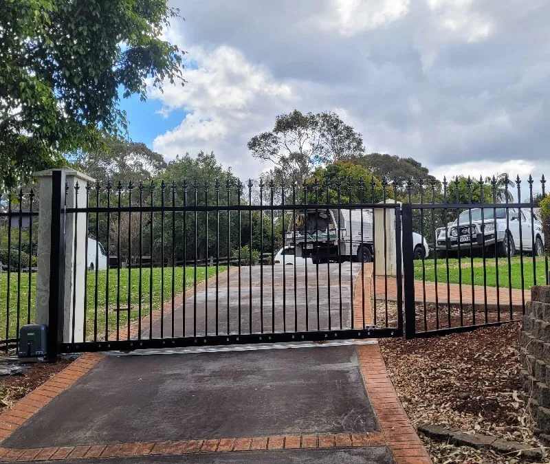 after Black Powder-coated Steel Swing Gate – Gate + Fencing, Middle Ridge