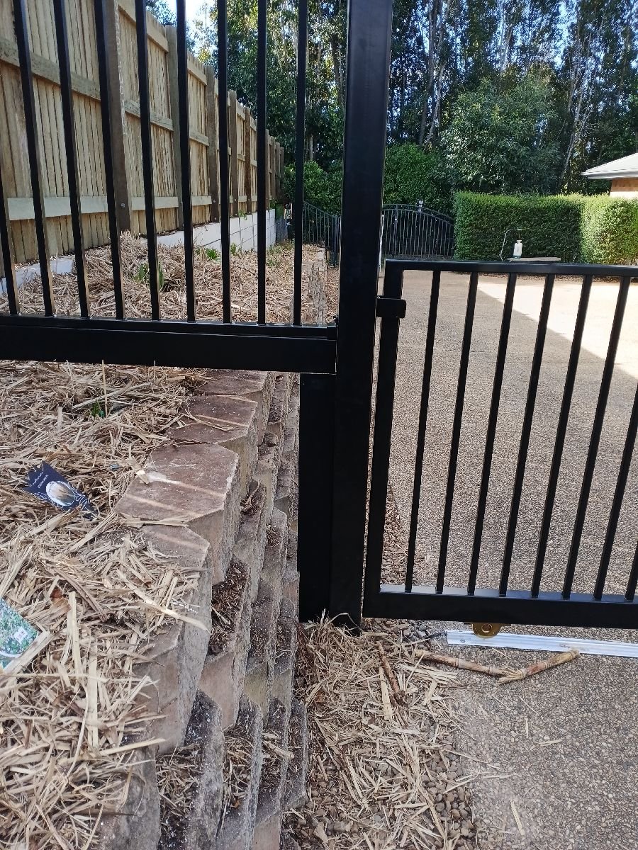 after Black Powder-coated Aluminium Pipe Sliding Gate – Gate + Motor, Mount Lofty